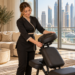 AI-generated illustration of a professional female therapist preparing a home-visit massage in Dubai Marina